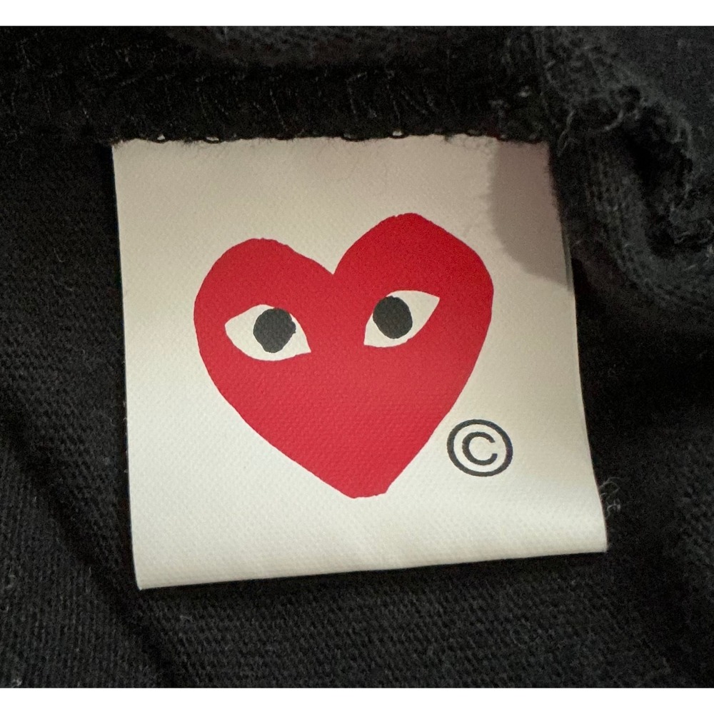 Comme des Garcons Play Red Heart T-Shirt Black Crew Neck‎ Cotton Unisex Shirt L - Picture 6 of 6